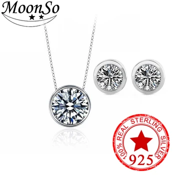 Moonso Argint 925 Round AAA Zircon moda simplu halo runda inel pentru Femei bijuterii 2017 nou J3307S