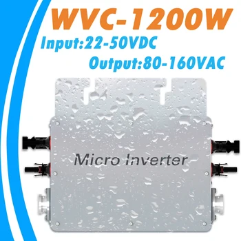 MPPT Pure Sine Wave Inverter 1200W 22V-50VDC de Intrare 80-160VAC Ieșire Impermeabil Grid Tie Micro Invertor pentru 36V Sistem FOTOVOLTAIC