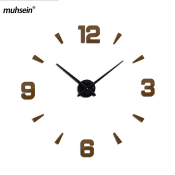 Muhsein 2017 Nou Ceas de Perete Acrilica Metal Oglindă Mare decor Personalizat de Perete Ceasuri 3D Ceasuri de perete mare transport Gratuit
