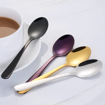 Multi Color 4buc/Set-coreean Mici Linguri de Cafea Set din Oțel Inoxidabil Oglinda poloneză Aur Lingurite Pentru Ceai Petrecere lingurita Cadou