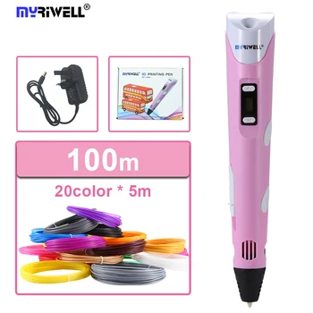 Myriwell 3d Stilouri 3D Magic Pen LED de Afișare a Temperaturii de Ecran Gratuit de 100 de metri ABS Filament Mai bună Zi pentru Copii DIY Cadou Pentru Copii