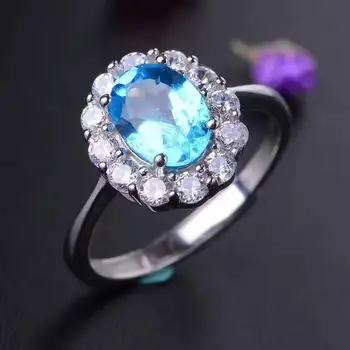 Naturale topaz albastru bijuterie seturi de bijuterii piatră prețioasă naturale inel Cercei Pandantiv argint 925 Elegant rotund Elegant femei partid bijuterii