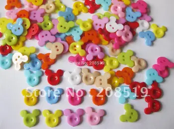 NB051 12 culori amestecate copii butoane 1000pcs/lot 2 gaura de cusut buton plastic Mickey forma Album acc