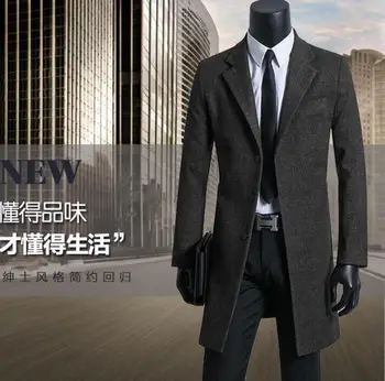 Negru gri maro casual haină de lână costume pentru bărbați mâneci lungi palton barbati cașmir haina casaco masculino inverno erkek anglia
