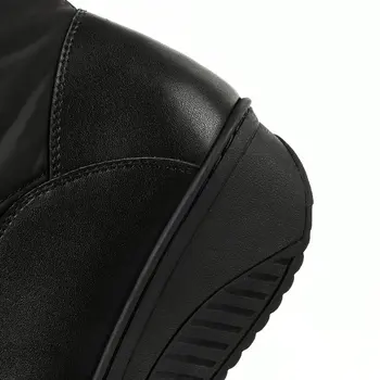 NESIMOO 2018 Femei Cizme Cald Jos de Pluș Alunecare pe Pantofi Casual Negri de la Jumătatea vițel Cizme Pene Med Toc Doamnelor Cizme de Dimensiunea 34-43