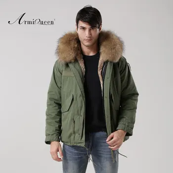 New Sosire 2016 moda guler de blană Naturală haina verde de armata de metri de mare secțiunea lung strat de bumbac