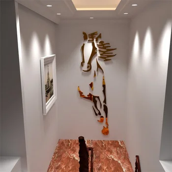 New sosire Cai Living Acril 3d Autocolant Perete Restaurant de Fundal de perete decor Creativ oglindă de perete autocolante