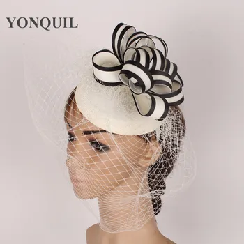 New sosire femei Elegante petrecere de fildeș fascinator palarie de mireasa, voaluri fascinator de bază pălărie chic atractiv articole pentru acoperirea capului SYF97