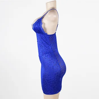 New Sosire Femei Lenjerie de corp cu Spatele gol din Dantela Albastru Doamnelor Lenjerie Sexy Exotice Sleepwear Langerie Plus Dimensiunea Rochie de îmbrăcăminte de noapte SLG735
