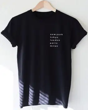 New York, Tokyo, Londra, Paris, Scrisori de Imprimare tricou Femei din Bumbac Casual Amuzant tricou Pentru Doamna Top Tee Hipster Picătură Navă Z-619