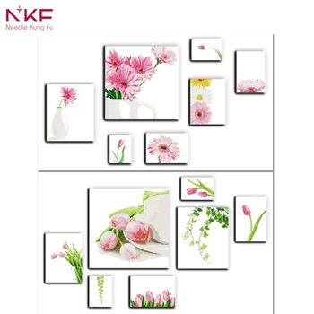 NKF H212 H21314CT 11CT Numărat și Ștampilată de Decor Acasă Floare de Vârstă Septuplicate Dragoste Lalea Septuplicate Flori Cross Stitch