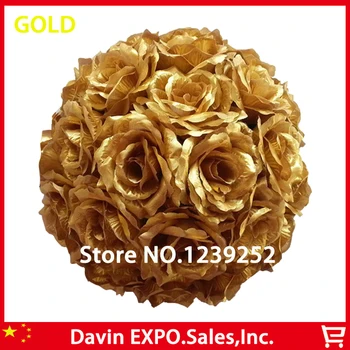 Noi 10buc/Lot 20cm Super-Elegant de Mătase de Aur a Crescut de Flori Artificiale Mingea Saruta Mingea Pentru Petrecerea de Nunta DIY de Mireasa Flori Decor