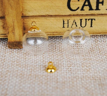 NOI 20sets/lot 16mm*4mm(deschidere) glob de sticlă cu bule & 6mm capac set DIY flacon de Sticlă pandantiv pandantiv de sticlă