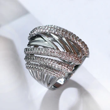 Noi accesorii de moda de lux Deget inelul de Aur de culoare Alb-Bijuterii Bijoux zirconiu cristal anillos la modă pentru Femei Inele