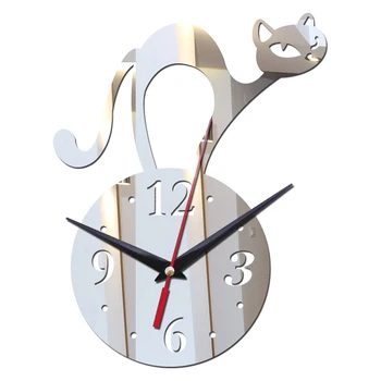 Noi diy acrilice diy ceas de perete ceasuri new sosire decorațiuni 3d oglindă moda autocolant Moderne bun cadou de argint de culoare