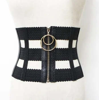 Noi femeile ultra wide reglabil corp subțire centura corset negru din piele PU design retro elastic confortabil curele accesorii