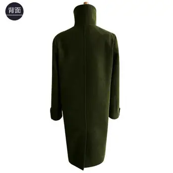 Noi lână mantou pentru femei haine de iarnă Stand guler lână haina lunga single-breasted doamnelor armata verde palton XXXL