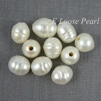 Noroc Perle Bijuterii Gaura Mare Culoare Alb de Orez de apă Dulce Pearl Margele de 9,5-10 mm 10 Bucati Gaura 2mm