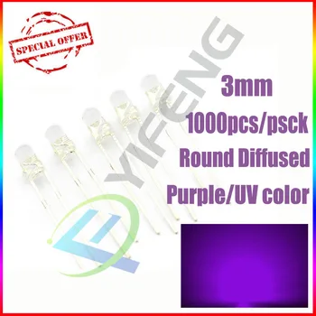 Nou! 1000PCS 3MM Violet / UV LED-uri super luminoase F3 Diode LED 390-410NM F3MM Diode led-uri de 3mm 3mm uv /violet