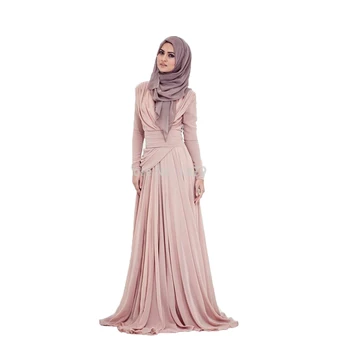 Nou 2016-linie de Înaltă Guler Mâneci Lungi Șampanie Hijab Underscarf Dubai Caftan Marocan Musulman Rochii de Seara Rochie de Bal Rochie