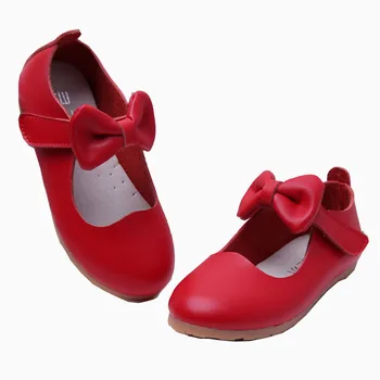 Nou Alb Roz Copii Fete Copii Bowknot Piele Naturala Pantofi Printesa Pentru Fete Școală Petrecere De Nunta Rochie De Pantofi De Dans