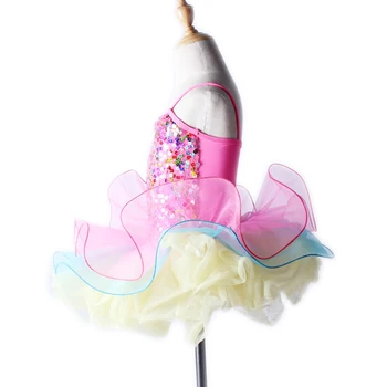 Nou pentru Copii Fete Roz cu Paiete Rochie de Printesa de Dans Balet de Performanță Profesională Stadiul Adult Costume de Balet