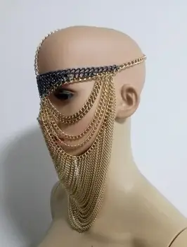 Nou Stil de Moda WRB950 Femei Fasciculului de Aur&Gri Lanțuri Straturi Mască de Cap Lanțuri de Bijuterii Cosplay Fata Lanțuri de Bijuterii 3 Culori