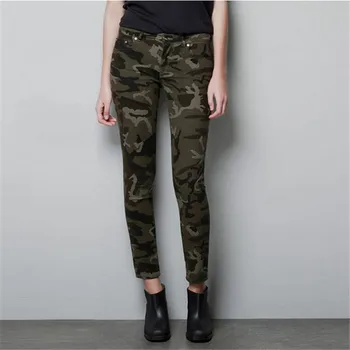 Noua Armata de Femei de Moda Pantaloni de Creion de sex Feminin Casual Militare Pantaloni din Denim Elastic Strâns de Talie Mare Pantaloni de Camuflaj pentru Femei