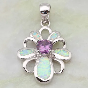 Noua Declarație de Bijuterii de Argint bijuterii Floare Alb Opal Violet Zircon Pandantiv pentru femei bijuterii de moda P109