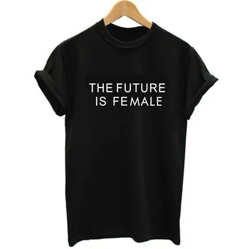 Noua Moda Stil de Vara Femei T shirt VIITORUL ESTE FEMININ Litere Print Short sleeve All-meci O-gât Alb tricou Casual de Top