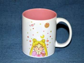Noul Roz Sailor Moon De Benzi Desenate Din Ceramică Albă, Cafea, Ceai, Cana Cana