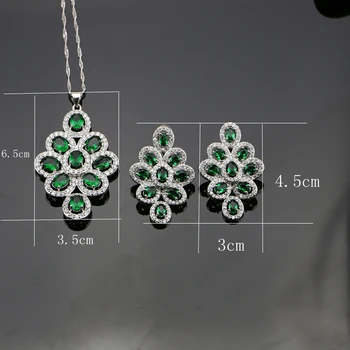 Noul Verde Cubic Zirconia Alb Stras Bijuterii Argint 925 Seturi De Bijuterii Pentru Femei Colier/Pandantiv/Cercei/Bratara