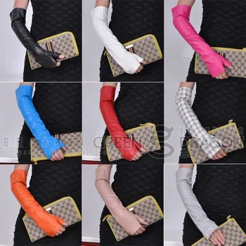 Nouă femei mănuși lungi de moda sexy degete mănuși lungi din piele PU mănuși de 10 culori 40cm lungime