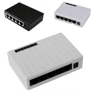 NOYOKERE Mini 5 Port 10/100Mbps Baza Gigabit Switch HUB RJ45 LAN Fast Ethernet Desktop Switch-uri de Rețea Negru/Alb