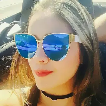 Ochi de pisica Celebrul Brand Nou Designer de Bună Calitate ochelari de Soare Moda Barbati Femei Oglindă Rece Doamna de sex Feminin Tendință de Acoperire ochelari de Soare