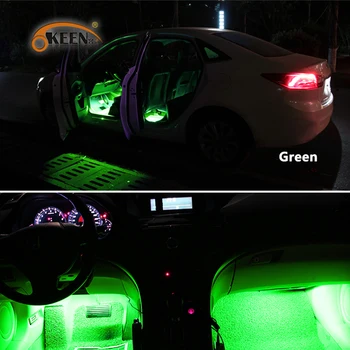 OKEEN Styling Auto 4*PC-uri Auto LED RGB Atmosfera Neon Interior Lumina Benzi Decorative Lumini Lampa de Muzică fără Fir de Control de la Distanță