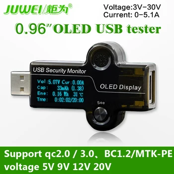 OLED tester USB 3-30V DC voltmetru ampermetru de curent tensiune de Metri Banca de Alimentare Capacitatea bateriei monitor qc2.0 încărcător detector