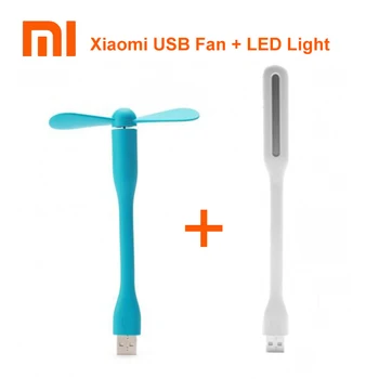 Original Xiaomi USB Ventilator + mijia USB LED Light Mini economisire de Energie Destul de Flexibil Reglabil USB de Răcire Ventilator Cooler pentru Putere Banca