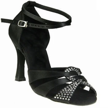 Pantofi de dans Maro Sau Negru Cu Stras Inaltime Toc 8cm Dimensiune Ne 4-12 Profesionale Femeie Pantofi de Dans latino Pantofi NL103