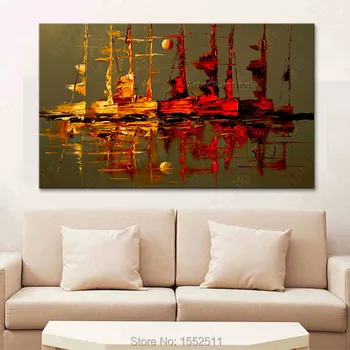 Panza pictura Acrilic barca de navigatie pictura abstracta arta de perete de imagine pentru camera de zi decor acasă quadros caudros decoracion 02