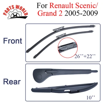 Parbriz Față și Spate, Brațul Ștergătorului Și Lama Pentru Renault Scenic Grand 2 2005-2009 Fereastra de Silicon Perie de Cauciuc Accesorii Auto