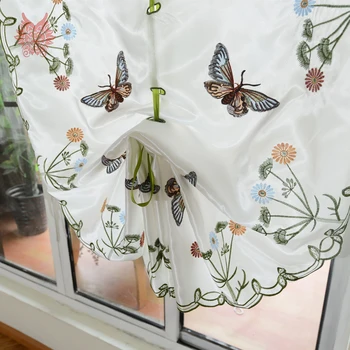 Pastorală florale fluture brodat trageți în sus și în jos tul perdea transparentă ușă fereastră golf cortină cortină rideaux SP4267
