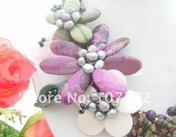 Pearl&Turmalina&violet Colier de cristal