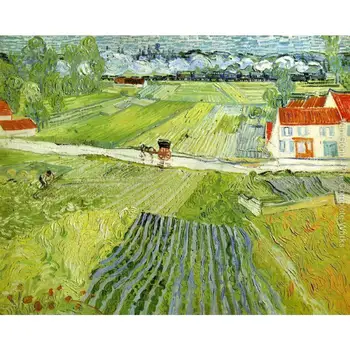 Peisaj Cu Transportul Și de Tren În Fundal de Vincent Van Gogh arta picturi in ulei pe Panza reproducerea mână-pictat