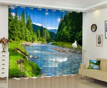 Peisajul lacului de Lux 3D Perdele Draperii Personalizate Living Pat cameră, Fereastră Perdele Birou, Hotel Casa Tapiserie de Perete