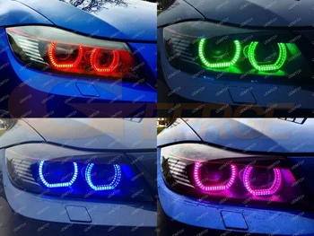 Pentru BMW SERIA 3 E90 E91 SEDAN, WAGON 2006-2011 Xenon faruri Excelente DTM Stil Multi-Color RGB LED Angel Eye kit