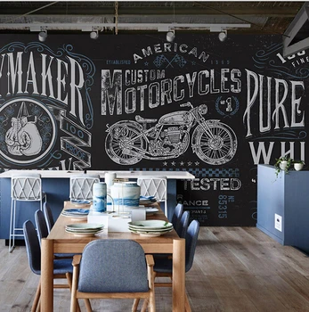 Personalitate retro pumn mare pictură murală motocicleta locomotiva restaurant cafe-bar tapet de fundal