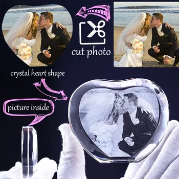Personalizat Inima De Cristal In Forma De Rama Foto Cu Laser Gravat Personalizat Imagine De Sticla Suvenir De Nunta Cadouri De Ziua De Nastere