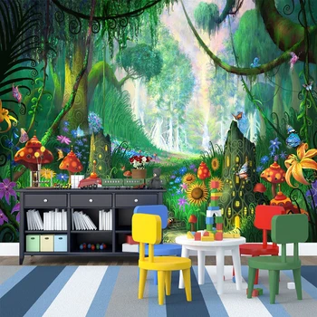 Personalizat Murale 3D Tapet Desene animate Zână Pădure Ciuperci Calea Pictura pe Perete Copii Dormitor Copii Eco-Friendly Foto gazete de Perete