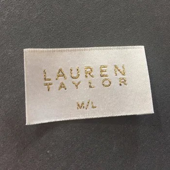 Personalizate de Înaltă Densitate Crema de Fundal cu Aur Poliester Numele Etichete Etichete de Îmbrăcăminte Țesute, Etichete